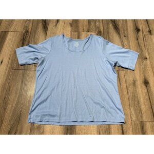 L.L. Bean Womens XL Light Blue Jewelneck Elbow Sleeve Supima Cotton T-Shirt ID#2